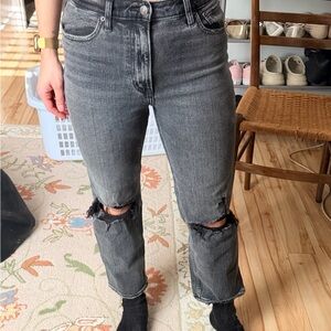 Abercrombie & Fitch Black Distressed Ankle Jeans